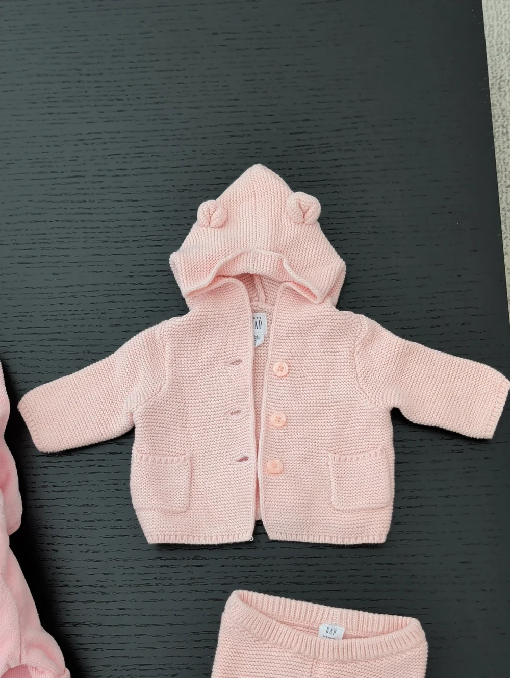 3 Piece Baby Girl 3M Lot Baby Gap Knit Sweater Pants Set Carter's Terry Robe